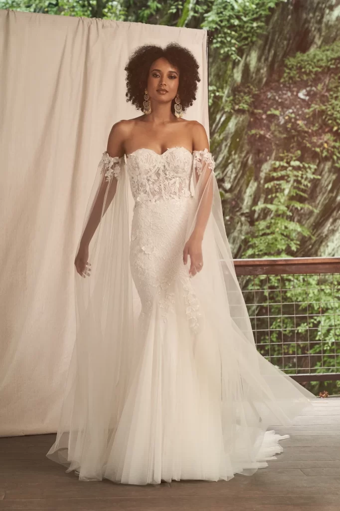 66279-Lillian-West-Pure Bridal-fit and flare-lace-sleeves-corset-Allover Lace Fit and Flare Dress with Exposed Boning-Edmonton Bridal Shop-Edmonton Wedding Dress-Edmonton Wedding Shop