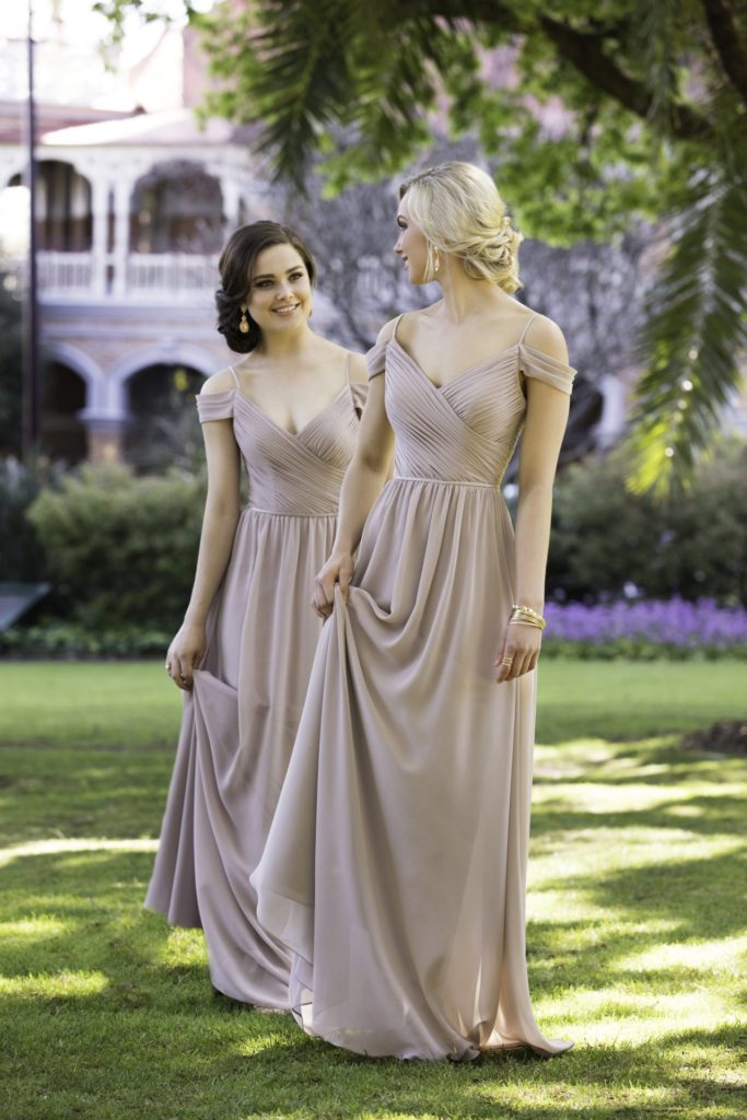 8922-sorella vita-essense of australia, pure bridal, bridesmaids dress, chiffon, off the shoulders