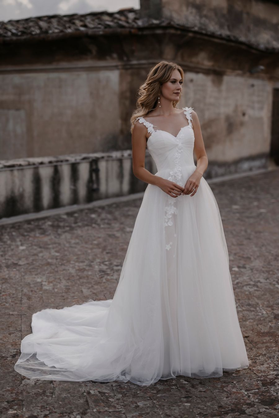 E309-Yael-Abella-Allure Bridals-PureBridal, Edmonton bridal shop, edmonton wedding dress, 3D floral lace tulle dress