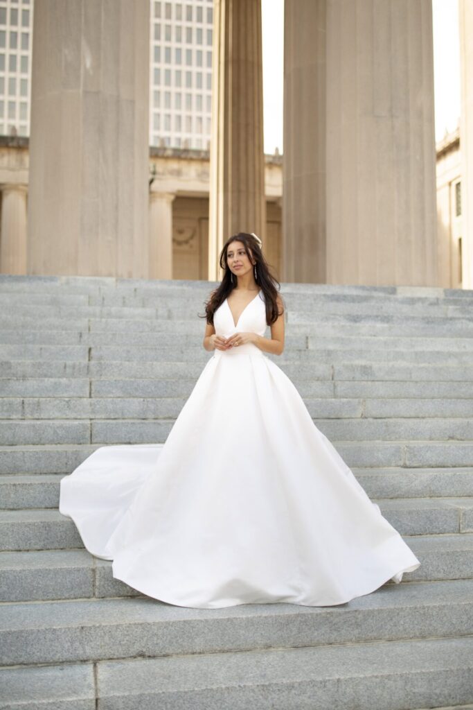 7755-Stella York-Essense of Australia-Pure Bridal-Modern-wedding dress stores edmonton-Wedding gown-Satin-Ballgown, v-neck