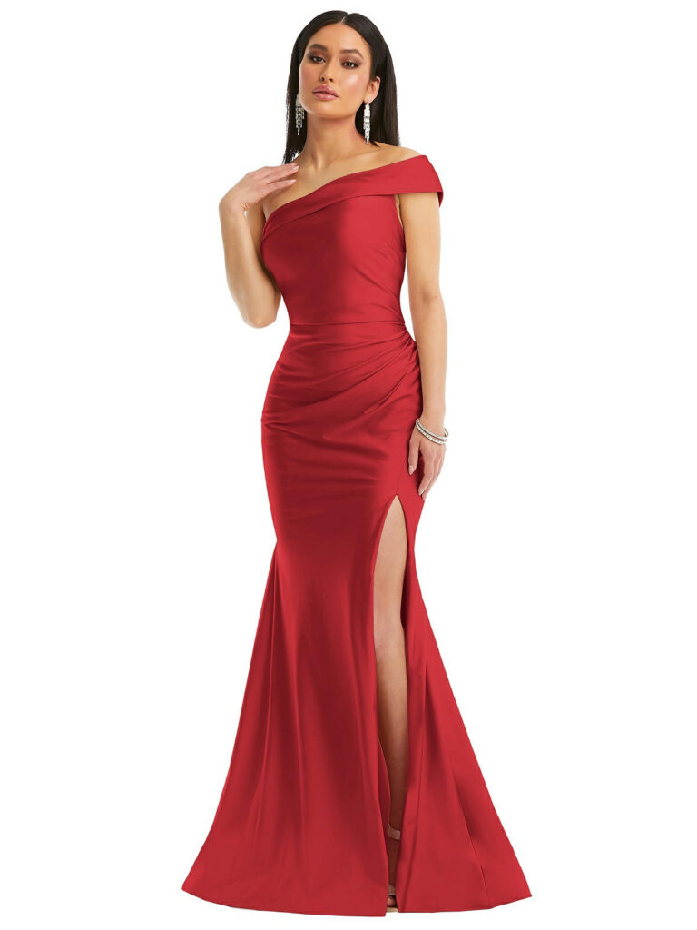 CS107-Dessy-Cynthia&Sahar-PureBridal, bridesmaids dress, stretch satin dress. edmonton bridal shop, edmonton wedding dress